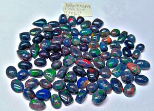 โอปอลเอธิโอเปียธรรมชาติทรงรีแบบคาโบชอง สีเล่นแสงไฟ 3-5 กะรัต พลอยหลวม รับรองโดยบุคคลที่สาม สีดำ สำหรับทำเครื่องประดับ - Product Image 4