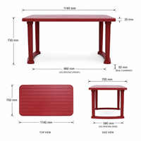 Table à manger pliable moderne en plastique durable avec pieds en métal, résistante à l'eau, mobilier de salle à manger 6 places pour appartement, entrepôt, hôtel