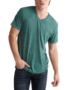 T-shirt décontracté à manches courtes pour homme, 100 % coton jersey, coupe classique, col en V, respirant, uni, tricoté, infroissable - Product Image 6