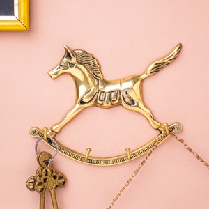 Vintage Golden Horse <b>Wall</b> <b>Hook</b> 3 <b>Hooks</b> Metal Animal Pattern Rust Resistant <b>Wall</b> Mounted <b>Hooks</b> for <b>Keys</b> and Jewelry - Product Image 1