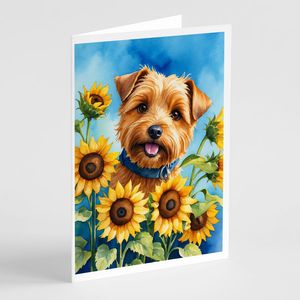 Whimsical Norfolk Terrier in Sunflowers A7 Tarjetas de felicitación Paquete de 8 tarjetas de nota en blanco con sobres Tamaño 5x7 - Product Image 1
