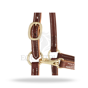 Premium Leather Horse <b>Halter</b> Adjustable Brass Hardware Durable Equestrian Headcollar - Product Image 4