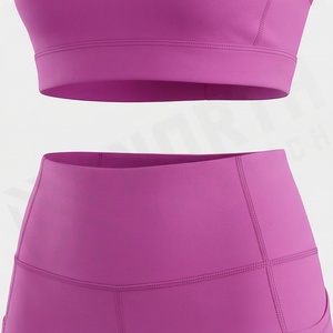 Conjunto de Yoga para Mujer, Leggings de Cintura Media, Sujetador Deportivo, Color Personalizado, Ropa Deportiva Activa para Gimnasio, Entrenamiento, Ropa Atlética Elástica - Product Image 5
