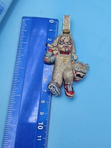 จี้ห้อยคอรูปตุ๊กตาสยองขวัญประดับเพชรโมอิสซาไนต์เงินแท้ 925 สไตล์ฮิปฮอปสุดหรู ดีไซน์เก๋ไก๋สำหรับทุกเพศทุกวัย - Product Image 5