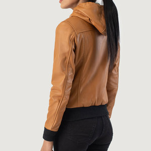 Chaqueta de Cuero Genuino Suave con Detalles Minimalistas, Chaqueta de Motociclista de Cuero Desgastado para Mujer - Product Image 5