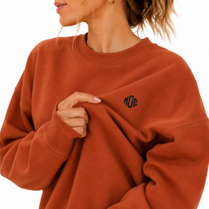 Custom Back Print Women's Oversized Crewneck Sweatshirt 100% Cotton Fleece Solid Color Drop Shoulder Private Label Manufacturer - Product Image 4