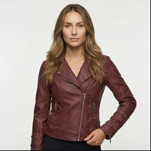 Newest <b>Design</b> Women Leather Jackets Stylish Fitting Waterproof Winter Fashion Custom Knitted Breathable - Product Image 1