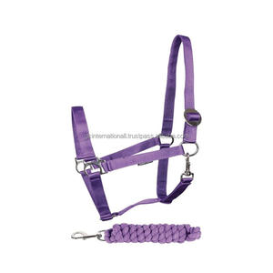 Cabestro de caballo de nailon cosido triple de doble capa de marca superior con herrajes de níquel ajustables y cuerdas de plomo a juego - Product Image 5