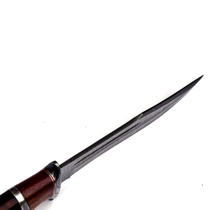 Cuchillo de Caza de Acero de Damasco, Hoja Fija, Mango de Madera, Punta Caída, Grado Industrial, Uso en Exteriores - Product Image 3