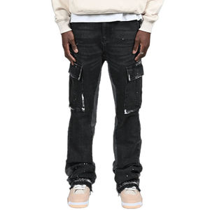 Jean en denim respirant pour homme, coupe droite et extensible, style décontracté chic, effet usé, vente en gros - Product Image 5