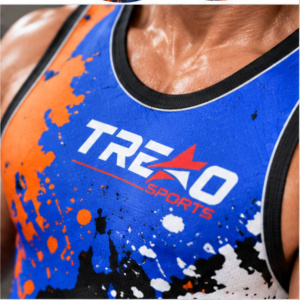 Custom Sublimation <b>Wrestling</b> <b>Singlet</b> for <b>Men</b> Team Competition Uniform by Blue Wolf - Product Image 4