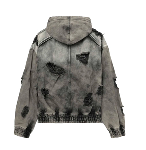 Hoodies Vintage Heavyweight Oversized <b>Hoodie</b> Washed Zip up Distressed <b>Hoodie</b> - Product Image 2