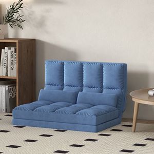 Blue Convertible Recliner <b>Sofa</b> <b>Bed</b> Folding Floor <b>Chair</b> with Adjustable Backrest and Headrest - Product Image 2
