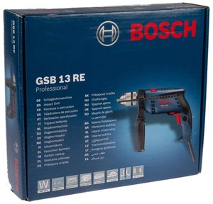 Ensemble de perceuse à percussion professionnelle GSB 13 RE - Perceuse filaire 650W avec moteur à balais, boîtier d'engrenages robuste, conception ergonomique pour une utilisation sans fatigue - Product Image 1