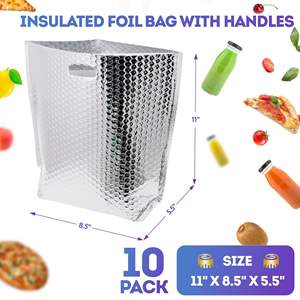 Confezione da 10, 11X8.5X5.5 pollici, manici di sacchetti di spedizione termica per bolle di cibo surgelato - Product Image 2