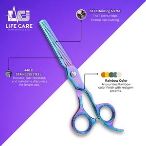 Tijeras de peluquería multicolor y tijeras de entresacar con juego de navajas de afeitar, set de peluquería para estilistas de Life Care Instruments - Product Image 5