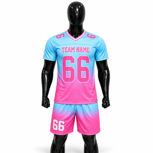 Ensemble de maillots de football personnalisés en polyester respirant, dégradé violet-noir, uniforme d'équipe numéro 66, unisexe adulte - Product Image 3