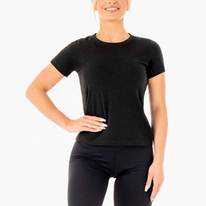 T-shirts en coton respirants et à séchage rapide pour femmes, personnalisables avec logo, bleu foncé, écologiques, impression en relief, grandes tailles pour jeunes - Product Image 4