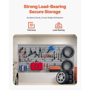 Pannelli a Doghe in PVC Grigio Facili da Installare 8 X 4 ft, Accessori per Garage, Pannelli Regolabili per Organizzazione a Parete - Product Image 2