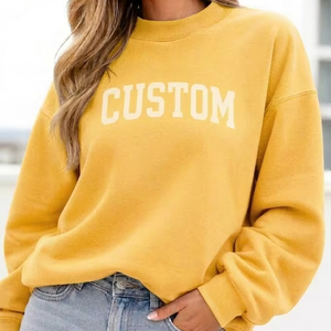 Sweat-shirts molletonnés personnalisés pour femmes, col montant, avec logo sur le devant, mélange polyester/coton, service OEM, vente en gros - Product Image 1