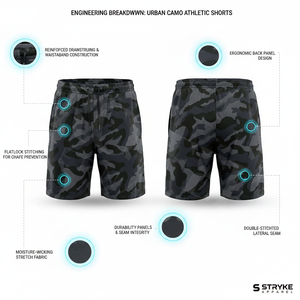 Shorts de sport camouflage personnalisés en sublimation pour la vente en gros, avec logo personnalisé, respirants, pour la course et le fitness, à taille élastique - Product Image 2