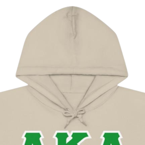 Sudadera con Capucha AKA de Dos Tonos con Letras, Sudadera Premium de Forro Polar, Ropa Personalizada para Hermandades Griegas, para Mujer, en Beige Arena, Verde y Rosa - Product Image 5