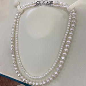 Collier en perles d'eau douce en argent pur double couche de haute qualité, différentes tailles, collier en perles blanches portable - Product Image 1