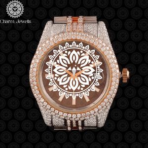 Charm_Jewells Luxury Women's <b>Diamond</b> <b>Watch</b> 42mm Round Analog Quartz Sapphire Crystal Stainless Steel Folding Clasp - Product Image 5