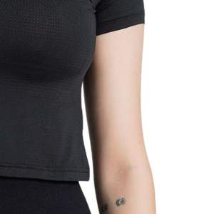 Women Slim Fit Crop Top Short Sleeve Crew Neck T Shirt Stretch Gym Fitness <b>Running</b> Yoga Top Tight Activewear Stylish Sports Tee - Product Image 3