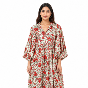 Beautiful floral Cotton <b>Block</b> <b>Printed</b> dress Dress For Casual wear Hand <b>Block</b> <b>Printed</b> Dress - Product Image 1