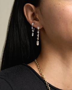 Posey Loop Diamond Earrings Set Poppy Loop Earrings <b>Large</b> Lab Grown <b>Hoop</b> Earrings, Minimalist Gold <b>Hoop</b> Set, Bridal Jewelry Gift - Product Image 1