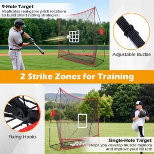 Rete da allenamento per baseball 7x7.4 FT con 2 zone di strike e sistema di raccolta palline di grandi dimensioni - Product Image 5