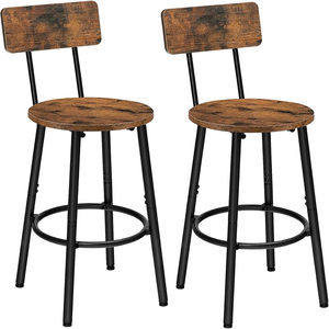 Metal Bar <b>Stools</b> Set of 4 Counter Height Barstools <b>with</b> Removable <b>Back</b> Kitchen Bar <b>Stools</b> <b>with</b> Wooden Seat, Black - Product Image 4