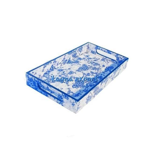 Luxury MDF Custom Hotel Acrylic Serving <b>Table</b> Food Tray rectangle Brown Wood Tray MDF Wooden Serving Tray Bead Decorative - Product Image 3
