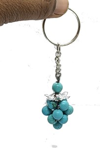 Porte-clés en cristal de haute qualité, pierre turquoise bleu ciel, perles de pierre naturelle, porte-clés de guérison pour femmes - Product Image 2