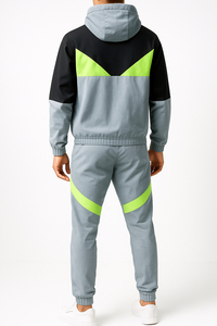 Conjunto Deportivo para Hombre, Gris, con Capucha, Cierre de Cremallera, Bloques de Color, Ligero, Transpirable, Informal - Product Image 5