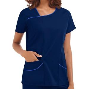 Women's Anti-Wrinkle Knitted 100% Cotton Medical <b>Scrub</b> <b>Tops</b> OEM Wholesale Breathable Quick-Drying High Quality Customized Colors - Product Image 2