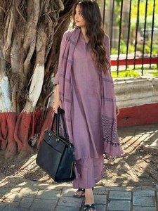 OFFRE SPÉCIALE ÉTÉ NOUVELLE COLLECTION SALWAR KAMEEZ TROIS PIÈCES avec DUPATTA IMPRIMÉE EN CHANDERI TISSU RAYON SLUB FORMEL - Product Image 3