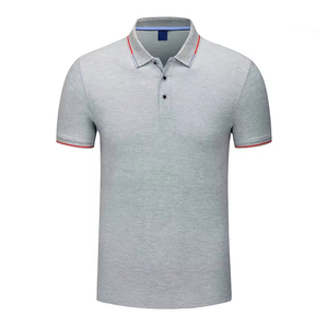 Polo de Algodón Blanco de Manga Corta para Hombre, Color Sólido, Diseño Casual Tejido y Transpirable con Ribete Rojo en Cuello y Puños - Product Image 3