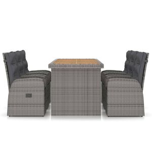 Set da pranzo da 7 pezzi in Poly Rattan grigio con cuscini mobili da esterno - Product Image 3