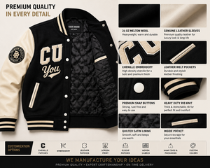 OEM Custom Heavyweight Varsity <b>Jacket</b> Melton Wool <b>Leather</b> Sleeve Letterman Baseball <b>Jacket</b> Private Label Manufacturer - Product Image 3