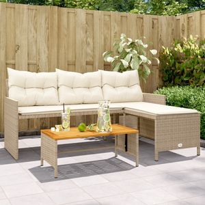 Sofá Modular Grande de Ratán Sintético PE Beige para Jardín, Conjunto Modular Cómodo - Product Image 1