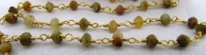 3 Feet High Quality Cat's Eye Rosary Chain <b>Wire</b> Wrapped Beaded Gemstones 3 to 4mm Rondelle Faceted Stones for Jewelry Making - Product Image 3