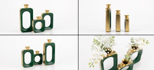 Vantage Modern Luxury Set of 3 Aluminium Antique Finished Tabletop Flower <b>Vase</b> <b>Unique</b> Style Fancy Home Wedding Decor - Product Image 3