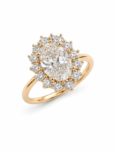 Vintage Style 14K/18K Rose Gold Lab Grown Diamond Luxury Oval Halo Cluster <b>Ring</b> with a Floral-Style Engagement <b>Ring</b> for Women - Product Image 3