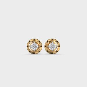 Boucles d'oreilles clous en or blanc/rose/jaune 9K avec diamants ronds, design halo classique à quatre griffes, bijoux fins - Product Image 6