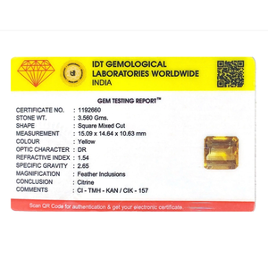 Natural Cat's Eye Citrine Loose Gemstone-17.8 Carat Excellent Cut Yellow Certified Wholesale - Product Image 4