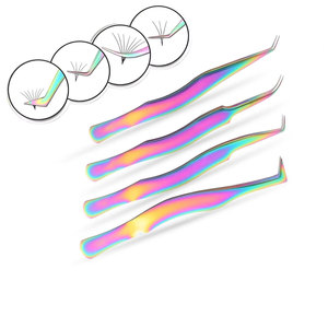 Pinces professionnelles pour extensions de cils, ensemble personnalisé de 4 pinces de précision à pointe en fibre, styles variés, pinces pour extensions de cils - Product Image 5