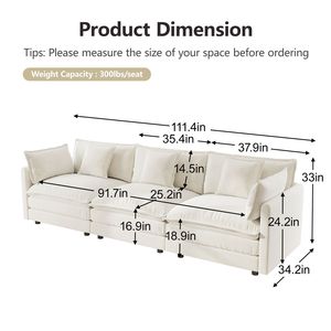 Set Divano Moderno a 3 Pezzi per Soggiorno 1+ Divano Sezionale Imbottito con Seduta Profonda per Appartamento 1+ - Product Image 5