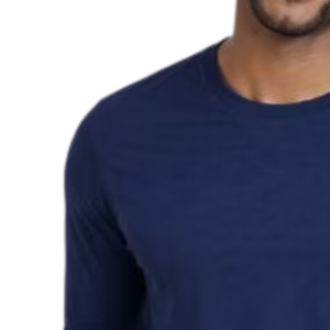 Camiseta de Manga Larga Azul para Hombre con Cuello Redondo y Diseño de Letras Entrelazadas, Ropa Casual Cómoda para Uso Diario - Product Image 3